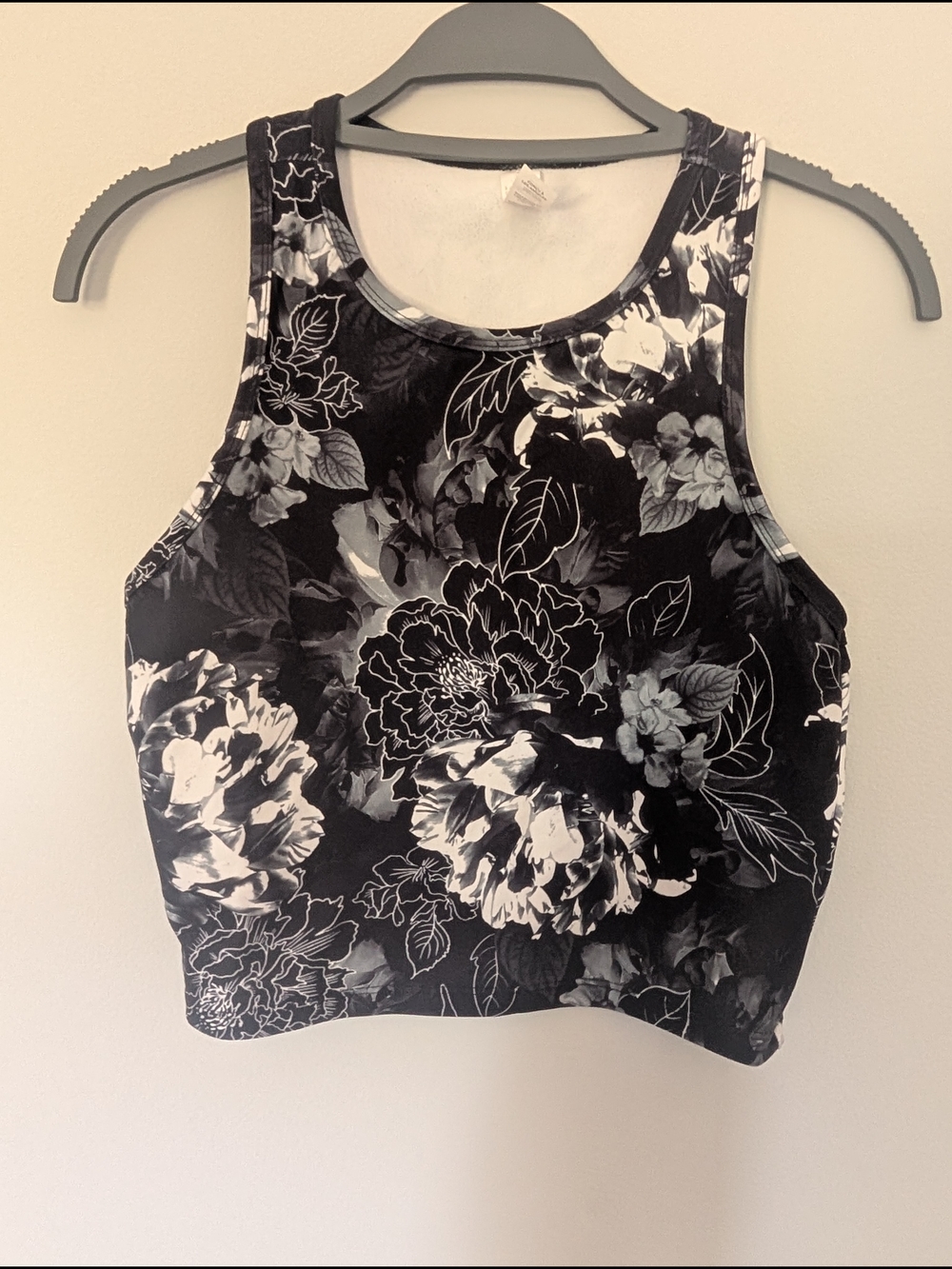 Balance Collection Black and White Floral Crop Tank